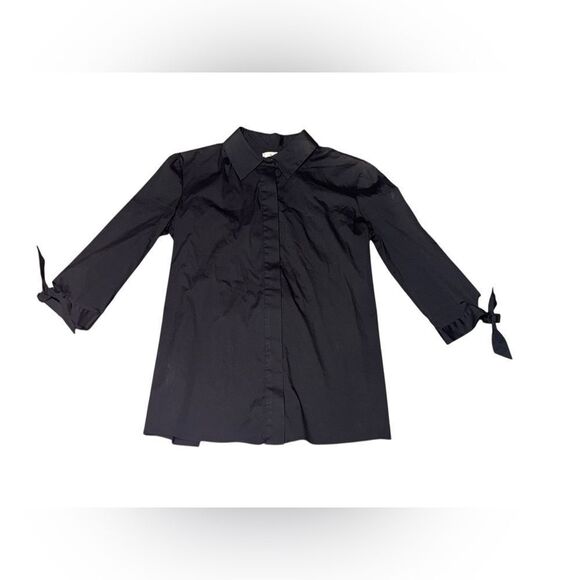 Women’s MILLY black 3/4 sleeve button down open lace up back size small - Picture 1 of 7
